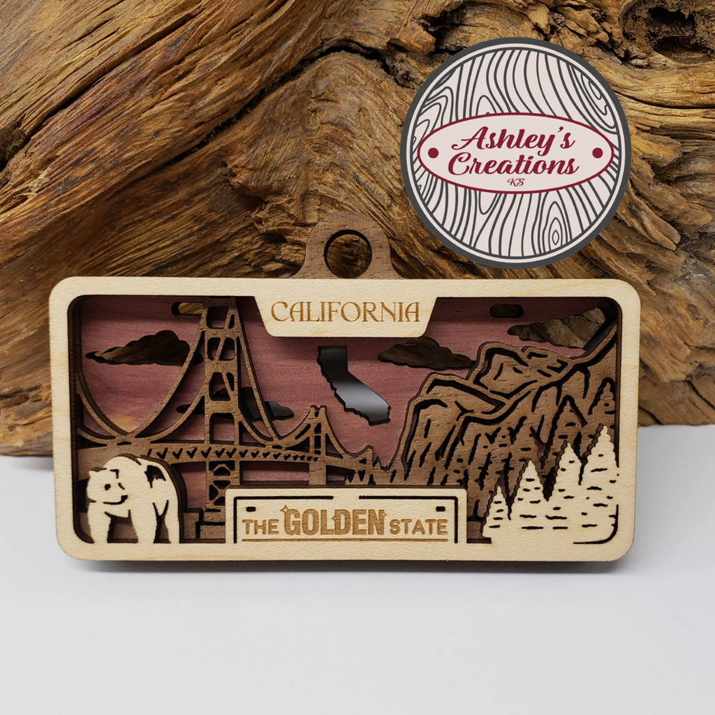 California License Plate Ornament