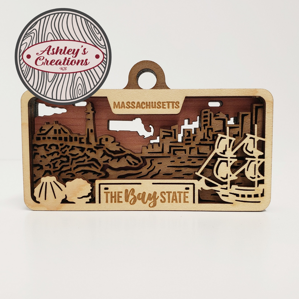 Massachusetts License Plate Ornament