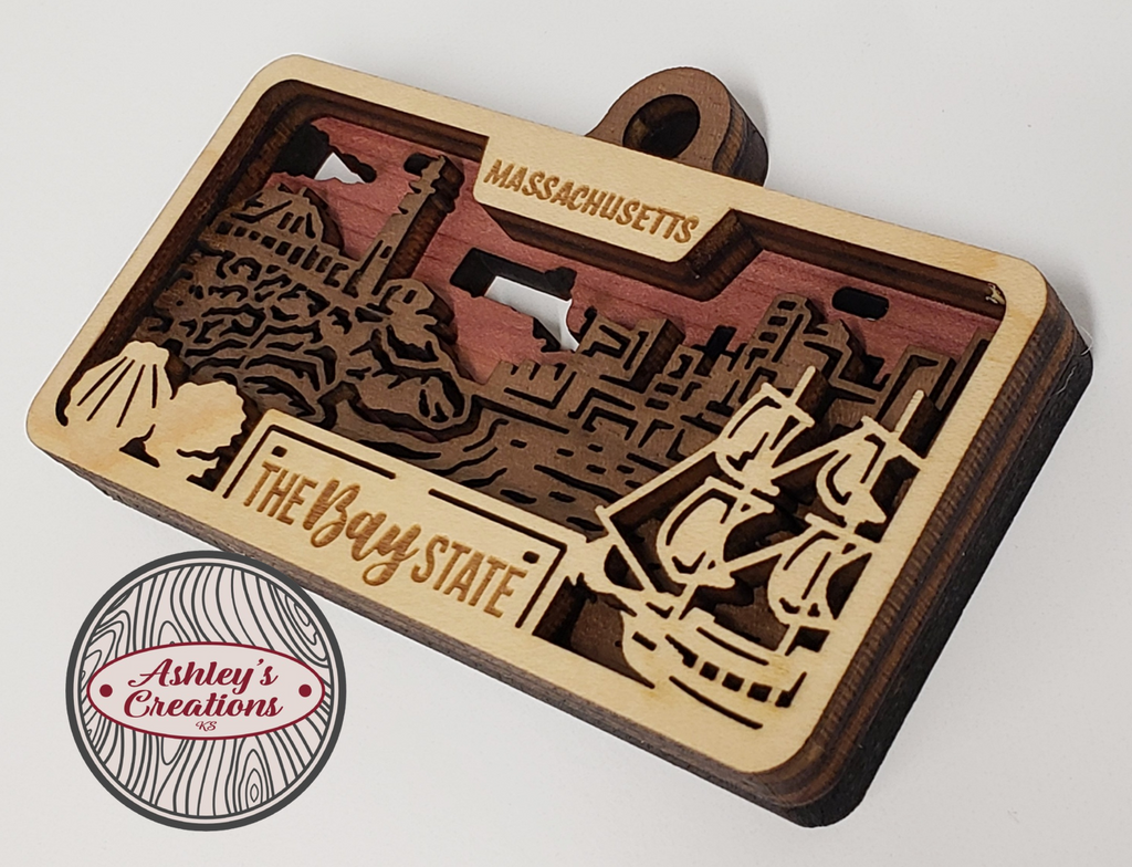 Massachusetts License Plate Ornament