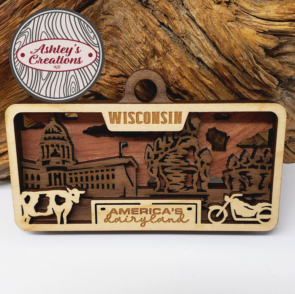 Wisconsin License Plate Ornament